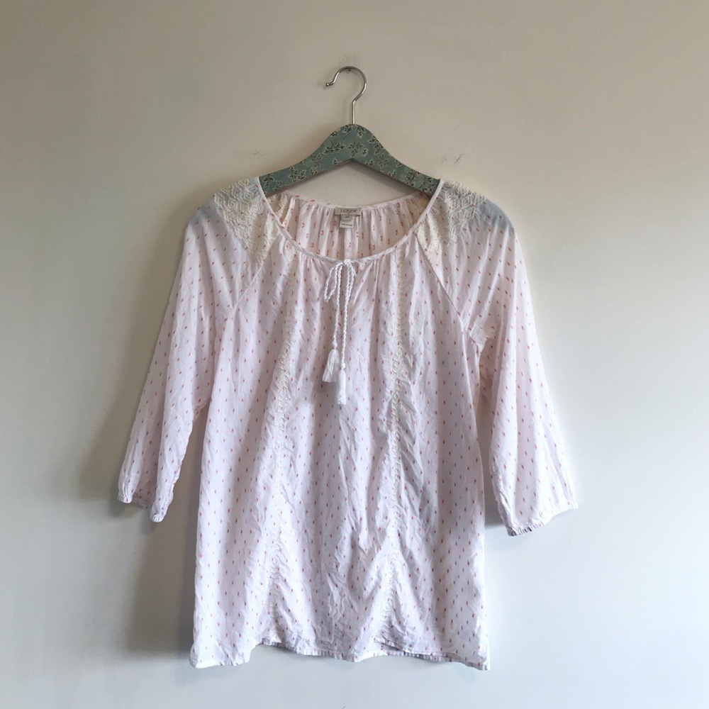 J. Crew Factory Embroidered Cotton Blouse